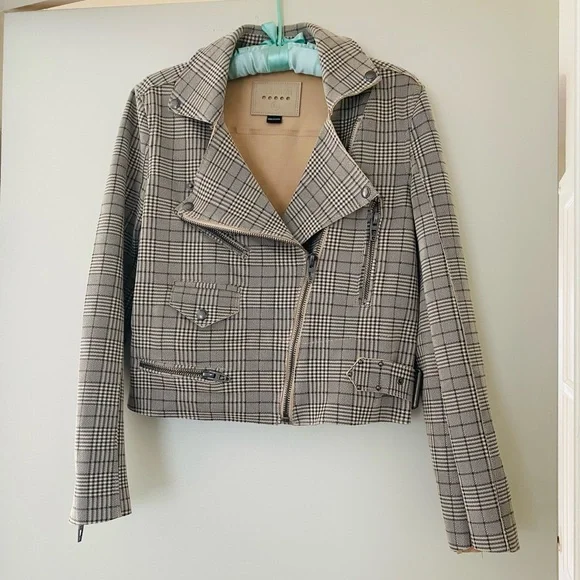 NWOT Blank NYC plaid Moto Jacket XS